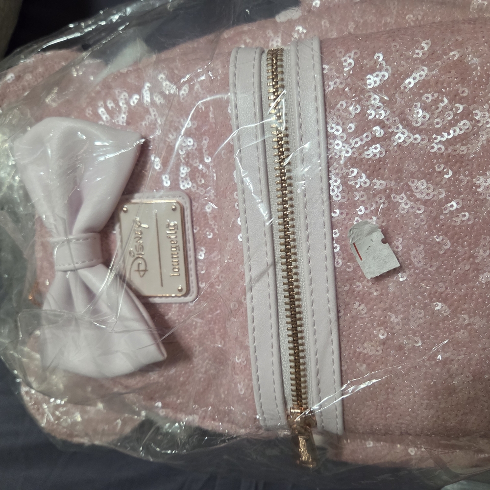 Disney Pink Sequin Backpack with Bow